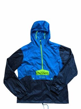 Columbia Men’s Flashback Hooded Windbreaker Pullover Jacket Medium Blue Outdoor